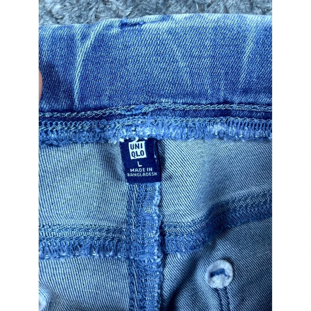 Uniqlo Legging Jeans Kids Large Blue Denim Stretch Low Rise Pockets Pull On